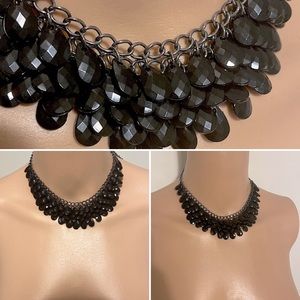 Black teardrop beaded necklace